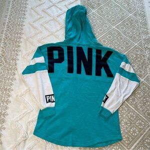 Victoria’s Secret PINK Turquoise Varsity Crew Hoodie